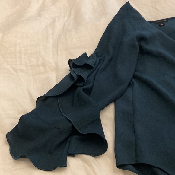 Ann Taylor Cascade Ruffle Sleeve Deep Teal Size S. - Picture 4 of 4